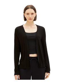 Cardigan Tom Tailor, Damen, Gr. L (40), schwarz, Strick, Obermaterial: 98% Viskose, 2% Elasthan, unifarben, l&auml;ssig geschnitten h&uuml;ftbedeckend, Rundhals, Strickjacken Cardigan, ohne Verschluss