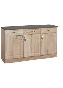 Wiho-K&uuml;chen Unterschrank WIHO K&Uuml;CHEN "Linz", braun (front: landhaus eiche, korpus: sonoma eiche, arbeitsplatte: granit grau), B:120cm H:85cm T:50cm, Schr&auml;nke, Unterschrank, 120 cm breit, in Landhaus-Optik