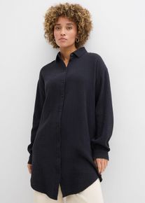 bonprix Oversize Musselin-Longbluse, schwarz, Gr.48, Oversize-Longbluse aus Musselin, aus Musselin