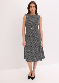 bonprix Sukienka z bengaliny z paskiem (2 części), czarny, 54