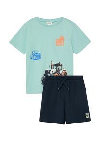 Shirt & Shorts s.Oliver JUNIOR, Jungen, Gr. 140, blau gr&uuml;n, Jersey, Obermaterial: 100% Baumwolle, bedruckt, unifarben, KOB Set-Artikel Shirt & Shorts