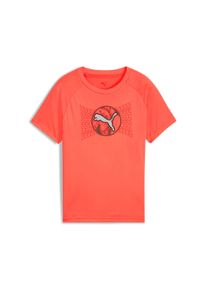 T-Shirt Puma "ACTIVE SPORTS POLY TEE B", Jungen, Gr. 140, glowing rot, Interlock, Obermaterial: 100% Polyester, bedruckt, regular fit normal, Rundhals, Shirts T-Shirt, Regular Fit, f&uuml;r Jugendliche, mit Rundhalsausschnitt, atmungsaktiv