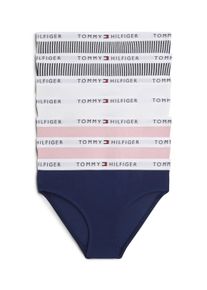 Bikinislip "7PK BIKINI PRINT", M&auml;dchen, Gr. 140/146, 7 Stk., bon pink, navy, it haca, wei&szlig;, Jersey, Obermaterial: 95% Baumwolle, 5% Elasthan, Tommy Hilfiger Underwear, k&ouml;rpernah, Unterhosen Bikinislip, mit Logobund