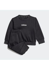 Trainingsanzug adidas Sportswear "I LIN FL JOG", Jungen, Gr. 62, schwarz-wei&szlig; (schwarz, wei&szlig;), Obermaterial: 70% Baumwolle, 30% Polyester, Sportanz&uuml;ge Trainingsanzug