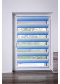 Doppelrollo K-home "mit sch&ouml;nen Farbverlauf", blau, wei&szlig;, wei&szlig;, B:55cm H:150cm, Polyester, Rollos, Doppelrollo