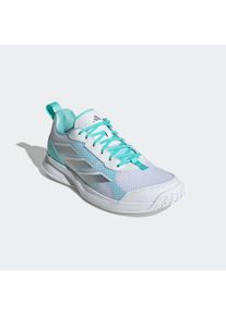Tennisschuh adidas Performance "AVAFLASH LOW", Damen, Gr. 40,5, silber (cloud wei&szlig;, silber metallic, flash aqua), Synthetik, Textil, Schuhe Tennisschuh, geeignet f&uuml;r Hartplatz und Sandplatz