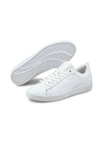 Sneaker Puma "SMASH WNS V2 L", Damen, Gr. 38,5, wei&szlig; (Puma wei&szlig;, Puma wei&szlig;), Leder, unifarben, Schuhe Sneaker, aus Leder und Synthetik, atmungsaktives Innenmaterial aus Textil