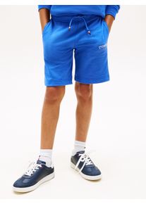 Sweatshorts Tommy Hilfiger "MONOTYPE GRAPHIC SWEATSHORT", Jungen, Gr. 8 (128), N-Gr, empire blau, Web, Obermaterial: 80% Baumwolle, 20% Polyester, unifarben, regular fit kniefrei, Hosen Sweatshorts, Kinder bis 16 Jahre, Druck
