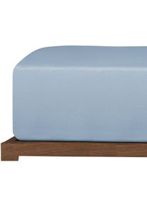 Spannbettlaken uncover by Schiesser "New Jersey aus 100% Baumwolle", blau (hellblau), B:150cm L:200cm, Jersey, Obermaterial: 100% Baumwolle, Bettlaken, Spannbettlaken, Made in Green