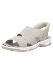 Sandale Rieker, Damen, Gr. 38, beige (hellbeige), Lederimitat, Textil, unifarben, Schuhe Sandale, Trekkingsandale, Outdoorsandale, Sommerschuh mit Elastik-Einschlupf, Topseller