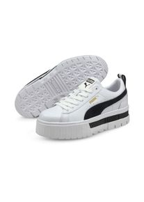 Sneaker Puma "MAYZE LTH WN'S", Damen, Gr. 37,5, schwarz-wei&szlig; (Puma wei&szlig;, Puma schwarz), Leder, Synthetik, unifarben, Schuhe Sneaker, mit Plateau-Sohle, herausnehmbare Innensohle