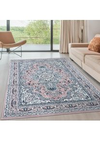 Teppich OTTO HOME "Oriental, Made in Belgium" Gr. 6, rosa, B:190cm H:7mm L:280cm, Kunstfaser, Teppiche, Teppich, Orient-Optik, mit Bord&uuml;re, Teppich, Kurzflor, Weich, Kundenliebling