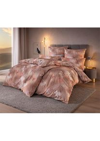 Bettw&auml;sche Estella Gr. 2, orange (papaya, terra, bedruckt), B/L: 155cm x 200cm, Interlock-Jersey,Interlock-Jersey, B/L: 80cm x 80cm, 3 Stk., Interlock-Jersey;Interlock-Jersey, 100% Baumwolle, Bettw&auml;sche, Bettw&auml;sche