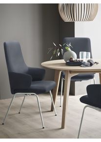 Polsterstuhl stressless "Laurel", blau (oxford blau paloma, chrom gl&auml;nzend), B:58cm H:105cm T:60cm, Leder PALOMA: PALOMA ist ein durchgef&auml;rbtes Semianilin-M&ouml;belleder mit nat&uuml;rlicher Narbung., St&uuml;hle, Polsterstuhl, High Back mit Armlehne, Gr&ouml;&szlig;e L, mit Beinen aus Stahl in Chrom