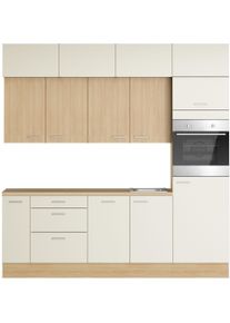 K&uuml;chenzeile KOCHSTATION "KS-Lucy", k&uuml;che: natur, korpus: eiche hell, arbeitsplatte: eiche hell, B:240cm H:247cm T:60cm, Komplettk&uuml;chen-Sets, K&uuml;chenzeile, Breite 240 cm, Soft-Close, inkl. Zubeh&ouml;r, wahlweise mit Geschirrsp&uuml;ler