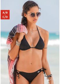 Triangel-Bikini Buffalo "Romance", Damen, Gr. 42, Cup C/D, schwarz, Polyamid, strukturiert, unifarben, Bikini-Sets Triangel-Bikini, mit modischer Struktur