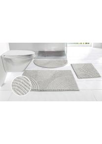 Badematte OTTO HOME "Ognon, Scandi, Boho, modernes Muster" Gr. 2, grau (hellgrau), H:15mm, Polyester, Badematten, Badematte, Badteppich, Uni Farben, Hoch-Tief-Effekt