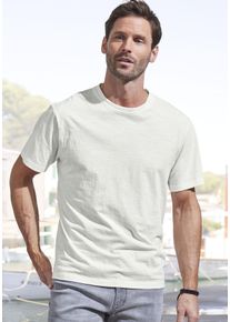 T-Shirt John Devin "mit Slub-Garn Struktur", Herren, Gr. S (44/46), wei&szlig; (sanftes wei&szlig;), Slub, Obermaterial: 100% Baumwolle, meliert, bequem normal, Rundhals, abgesteppte Kante, Shirts T-Shirt, aus leichter, strukturierter Baumwollqualit&auml;t