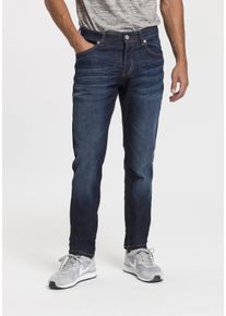Comfort-fit-Jeans Bruno Banani "Floyd", Herren, Gr. 34, L&auml;nge 32, blau (dunkelblau), Denim/Jeans, Obermaterial: 82% Baumwolle, 16% Polyester, 2% Elasthan, Basic, bequem lang, Jeans Comfort-fit-Jeans, gerade Beinform, mit Eingrifftaschen, niedrige Leibh&ouml;he