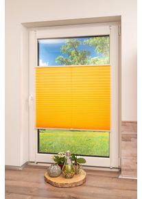 Plissee K-home "Klemmfix Pisa", gelb, B:85cm H:210cm, Obermaterial: 100% Polyester, Plissees, Plissee, Crushed-Optik