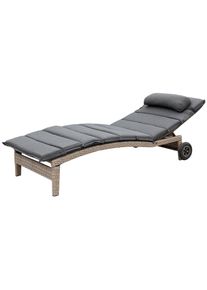 Gartenliege Merxx "Andalusia", grau, Obermaterial: 100% Polyester. F&uuml;llung: 100% Polyurethan, Gartenliegen, Gartenliege, Alu/Kunststoffgeflecht, inkl. Auflage