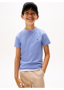 T-Shirt Tommy Hilfiger "ESSENTIAL COTTON TEE S/S", Jungen, Gr. 3 (98), vintage iris, Single Jersey, Obermaterial: 100% Baumwolle, regular fit, Rundhals, abgesteppt, Shirts T-Shirt, mit Logostickerei