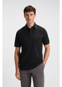 Poloshirt BOSS Orange "Passertip", Herren, Gr. S, schwarz (001 schwarz), Piqu&eacute;, Obermaterial: 95% Baumwolle, 5% Elasthan, unifarben, slim fit h&uuml;ftbedeckend, V-Ausschnitt, eingesetzt B&uuml;ndchen, Shirts Poloshirt, mit BOSS Logo-Badge