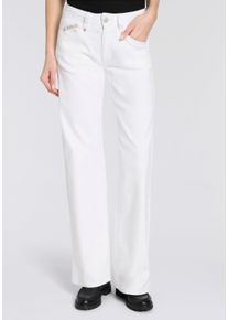 Straight-Jeans Herrlicher "Prime New Denim White Stretch", Damen, Gr. 29, L&auml;nge 32, silk, Denim/Jeans, Obermaterial: 97% Baumwolle, 3% Elasthan, unifarben, straight fit lang, Jeans Straight-Jeans, mit Spitzbund und Keileins&auml;tzen, High Waist