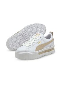 Sneaker Puma "MAYZE LTH WN'S" Gr. 37,5, wei&szlig; (Puma wei&szlig;, peyote), Schuhe, Damen, 37,5, Textil, Leder, unifarben, Sneaker, mit Plateau-Sohle, herausnehmbare Innensohle