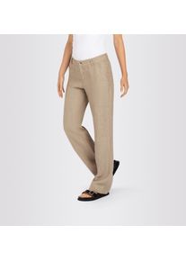 Leinenhose MAC "NORA", Damen, Gr. 48, L&auml;nge 32, beige (sanddrift melange), Web, Obermaterial: 100% Leinen, meliert, 7/8-L&auml;nge, Hosen Leinenhose, Sommerhose in verk&uuml;rzter L&auml;nge, temperaturausgleichend