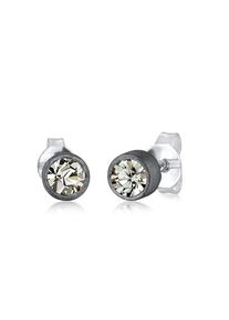 Paar Ohrstecker Kuzzoi "Ohrringe Kristalle Rund Oxidiert Trend Modern 925 Silber", schwarz, Ohrringe, Herren, ohne Stein, Silber 925 (Sterlingsilber), Paar Ohrstecker