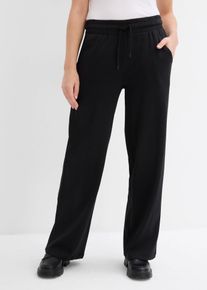 Jerseyhose bonprix, Damen, Gr. 44/46 (L), N-Gr, schwarz, Jersey, Obermaterial: 100% Baumwolle, loose fit, Hosen Jerseyhose, aus Baumwolle, lockere Passform, weites Bein, Casual Stil