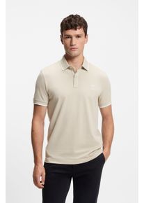 Poloshirt BOSS Orange "Passertip", Herren, Gr. M, beige (light beige271), Piqu&eacute;, Obermaterial: 95% Baumwolle, 5% Elasthan, unifarben, slim fit h&uuml;ftbedeckend, V-Ausschnitt, eingesetzt B&uuml;ndchen, Shirts Poloshirt, mit BOSS Logo-Badge