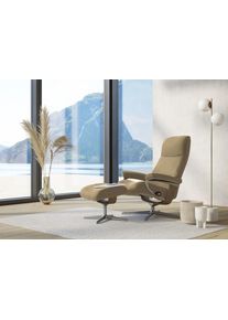 Relaxsessel stressless "View", beige (sand paloma), B:78cm H:108cm T:78cm, Leder PALOMA: PALOMA ist ein durchgef&auml;rbtes Semianilin-M&ouml;belleder mit nat&uuml;rlicher Narbung., Sessel, Relaxsessel, mit Hocker, mit Cross Base, Gr&ouml;&szlig;e S, M & L, Holzakzent Eiche