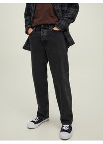 Jack & Jones Loose-fit-Jeans JACK & JONES "JJIEDDIE JJORIGINAL MF 710", Herren, Gr. 33, L&auml;nge 34, schwarz (schwarz denim), Denim/Jeans, Obermaterial: 100% Baumwolle, clean, loose fit kn&ouml;chellang, Jeans Loose-fit-Jeans