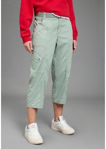 Caprihose Kangaroos, Damen, Gr. 46, N-Gr, salbei, Web, Obermaterial: 50% Baumwolle, 46% Polyamid, 4% Elasthan, bequem wadenlang, Hosen Caprihose, mit seitlich aufgesetzten Taschen, Topseller
