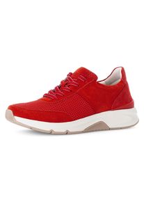 Keilsneaker ROLLINGSOFT, Damen, Gr. 44, rot, Textil, Veloursleder, Schuhe Keilsneaker, Freizeitschuh, Halbschuh, Schn&uuml;rschuh, Logoschriftzug an der Ferse, Topseller