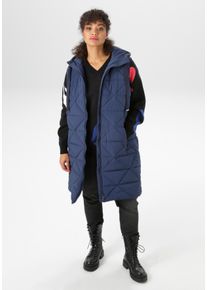 Steppweste ANISTON PLUS, Damen, Gr. 46, blau (navy), Steppware, Obermaterial: 100% Polyamid. Futter: 100% Polyester. Wattierung: 100% Polyester, unifarben, figurumspielend kniebedeckend, Westen Steppweste, trendige wattierte Steppweste