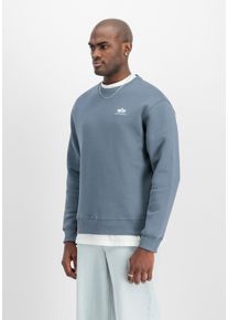 Sweatshirt Alpha Industries "Basic Sweater small Logo", Herren, Gr. L, blau (denim blau), angeraute Sweatware, Obermaterial: 80% Baumwolle, 20% Polyester, bedruckt, normal normal, Rundhals, Rippb&uuml;ndchen, Sweatshirts Sweatshirt, Baumwollmischung, regular fit