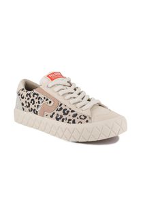 Sneaker Palladium "ACE LO MIX WILD S", Damen, Gr. 37, beige (tropisand, leopard), Leder, Synthetik, Schuhe Sneaker