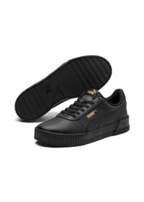 Sneaker Puma "CARINA L", Damen, Gr. 40, schwarz (Puma schwarz, Puma schwarz, Puma team gold), Leder, Schuhe Sneaker, mit perforierten Details, rutschfeste Gummilaufsohle