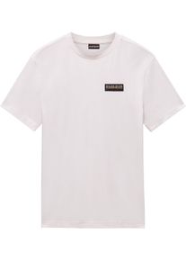 Kurzarmshirt Napapijri "S-IAATO", Herren, Gr. XL, wei&szlig; (wei&szlig; whisper), Web, Obermaterial: 100% Baumwolle, unifarben, normal, Rundhals, eingesetzt abgesteppte Kante, Shirts Kurzarmshirt, Mit Rundhalsausschnitt