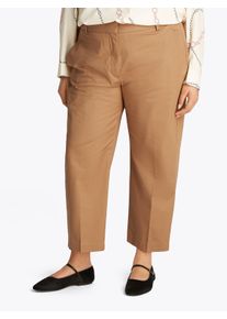 Chinohose Tommy Hilfiger Curve "CRV CO SLIM STRAIGHT CHINO", Damen, Gr. 52, N-Gr, beige (safari canvas), Web, Obermaterial: 65% Baumwolle, 33% Lyocell, 2% Elasthan, unifarben, straight fit kn&ouml;chellang, Hosen Chinohose, in Gro&szlig;en Gr&ouml;&szlig;en, Chino Qualit&auml;t