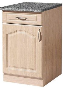 Wiho-K&uuml;chen Unterschrank WIHO K&Uuml;CHEN "Linz", braun (front: landhaus eiche, korpus: sonoma eiche, arbeitsplatte: granit grau), B:60cm H:85cm T:60cm, Schr&auml;nke, Unterschrank, 60 cm breit, in Landhaus-Optik