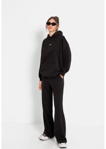 Hoodie LSCN BY LASCANA, Damen, Gr. 48/50, schwarz, Sweatware, Obermaterial: 60% Baumwolle, 40% Polyester, unifarben, bequem normal, ohne Ausschnitt, Rippb&uuml;ndchen, Sweatshirts Hoodie, mit aufgesetzter K&auml;ngurutasche