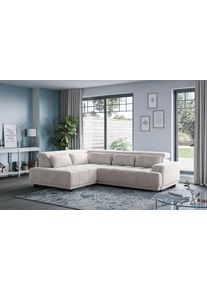 Ecksofa COTTA "Jade L Form, B: 270 cm, mit Kopfteilverstellung & Nierenkissen", sand, T:203cm, 92% POLYESTER (PES) / 8% POLYAMID (PA), Sofas, Ecksofa, optional elektr. Sitztiefenverstellung
