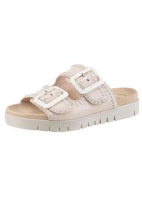 Pantolette Gabor, Damen, Gr. 40, Leder, beige (creme), unifarben, Schuhe Pantolette, Plateau, Bequemschuh, Sommerschuh mit praktischen Klettverschl&uuml;ssen