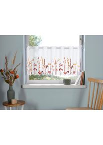 Scheibengardine OTTO HOME "Bille" Gr. 1, braun, B:90cm H:30cm, Voile, Polyester, Gardinen, Scheibengardine, transparent, mit einseitiger Stickerei, waschbar, Blumen
