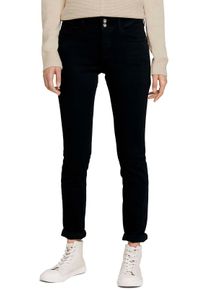 Skinny-fit-Jeans Tom Tailor "Alexa Skinny", Damen, Gr. 34, L&auml;nge 32, schwarz, Denim/Jeans, Obermaterial: 42% Baumwolle, 34% Polyester, 22% Viskose, 2% Elasthan, eng normal, Jeans Skinny-fit-Jeans, mit Doppelknopf-Verschluss