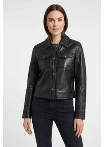 Lederjacke Mauritius "MWFeodora", Damen, Gr. L (40), schwarz, Obermaterial: 100% Schafsleder. Futter: 90% Baumwolle, 10% Polyester. &Auml;rmelfutter: 100% Polyester, unifarben, h&uuml;ftlang, angesetztes B&uuml;ndchen mit Druckknopf,mit Schlitz, Jacken Lederjacke, Hemdjacke mit Umlegekragen